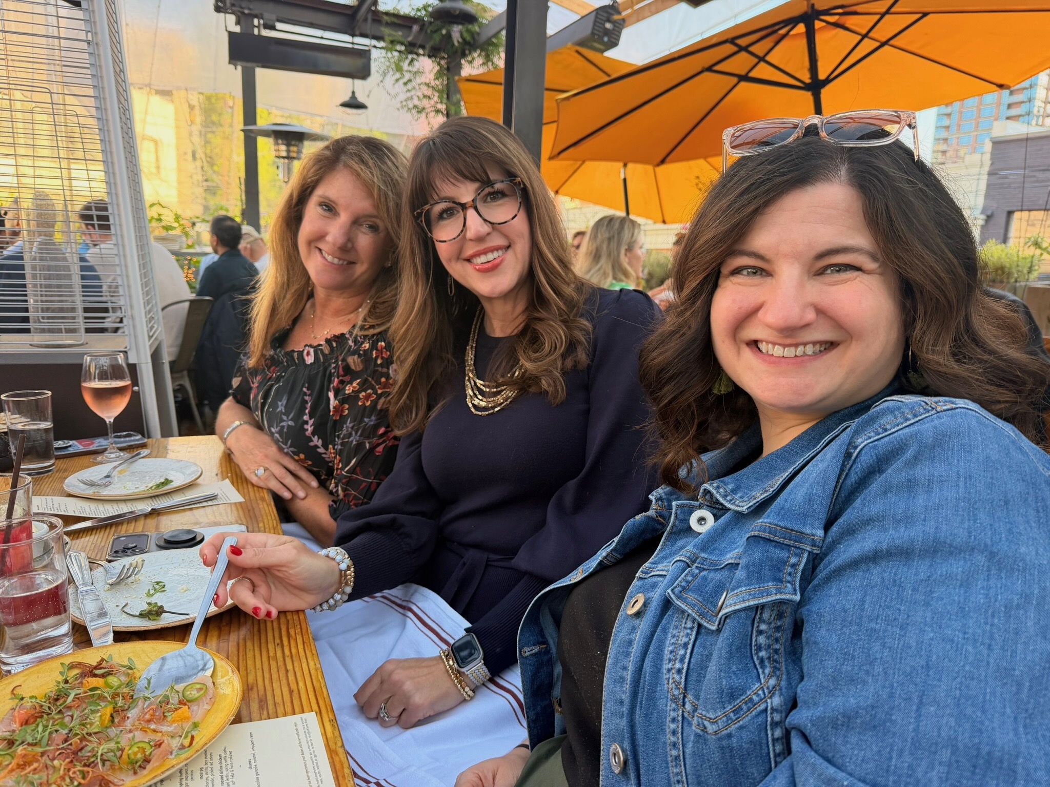Three Off the Record members at dinner in Seattle